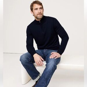 Merino Quarter-Zip Navy Sweater
